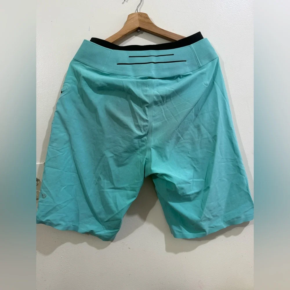 lululemon athletica Men's Aqua Board Shorts with Black Waistband and Drawcord